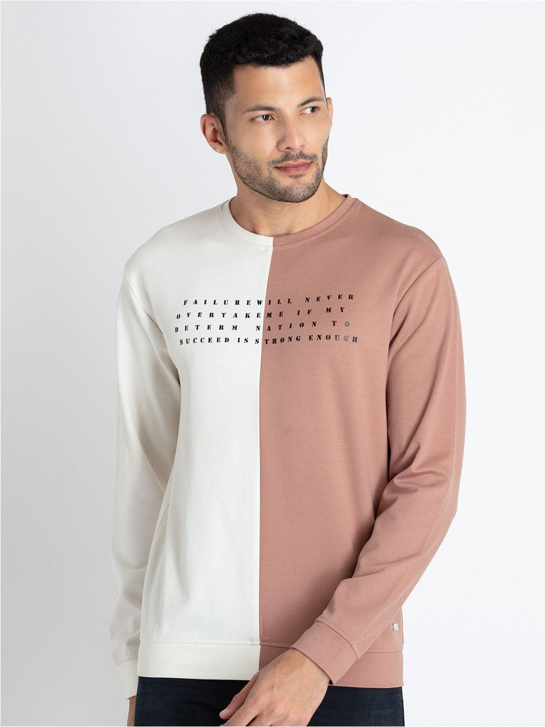 status quo colourblocked round neck cotton sweatshirt