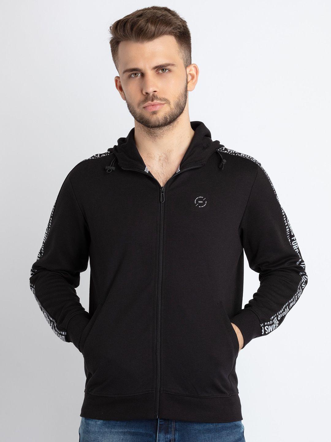 status quo cotton hooded lightweight front-open sweatshirt