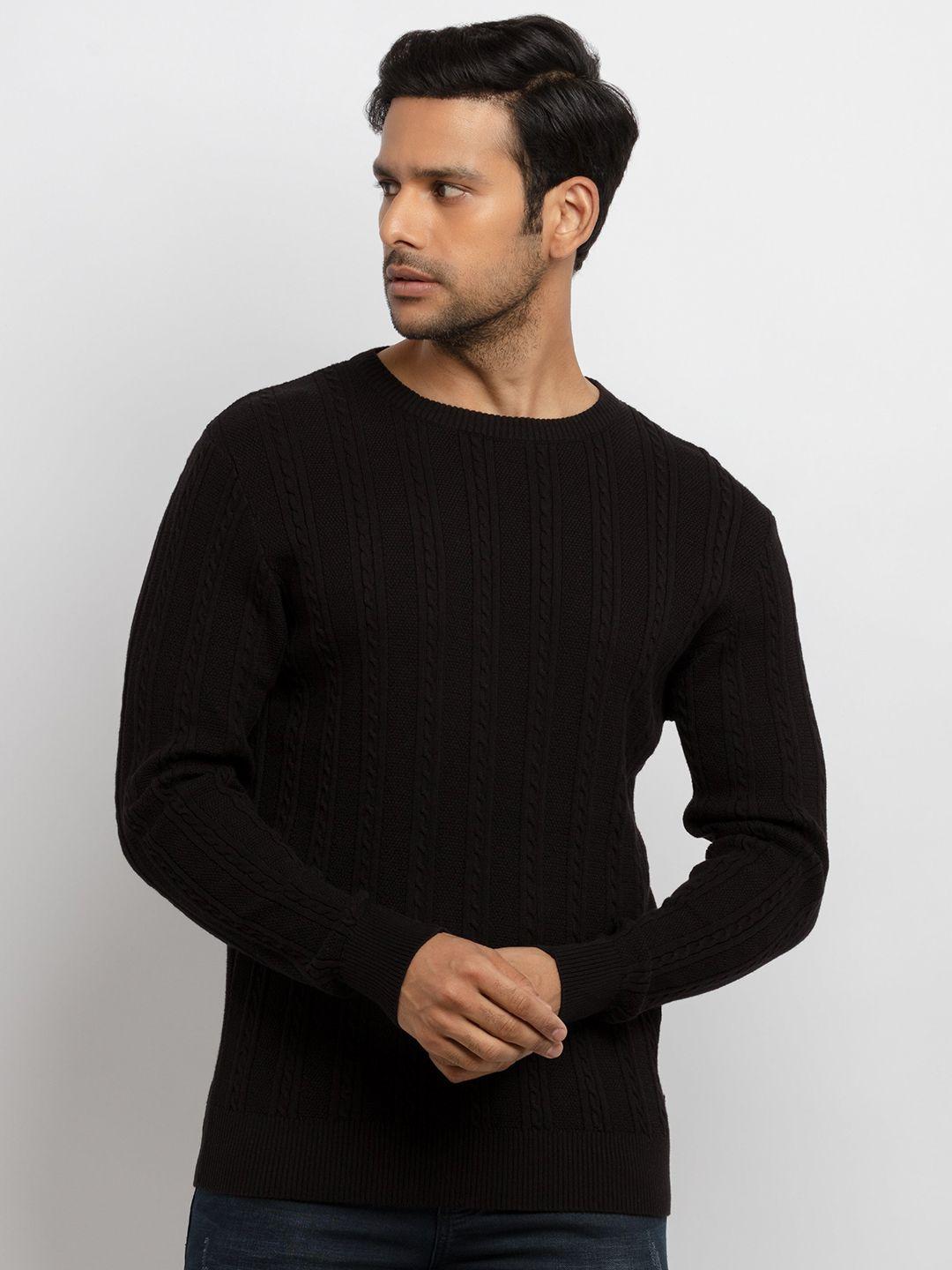 status quo men black cable knit pullover