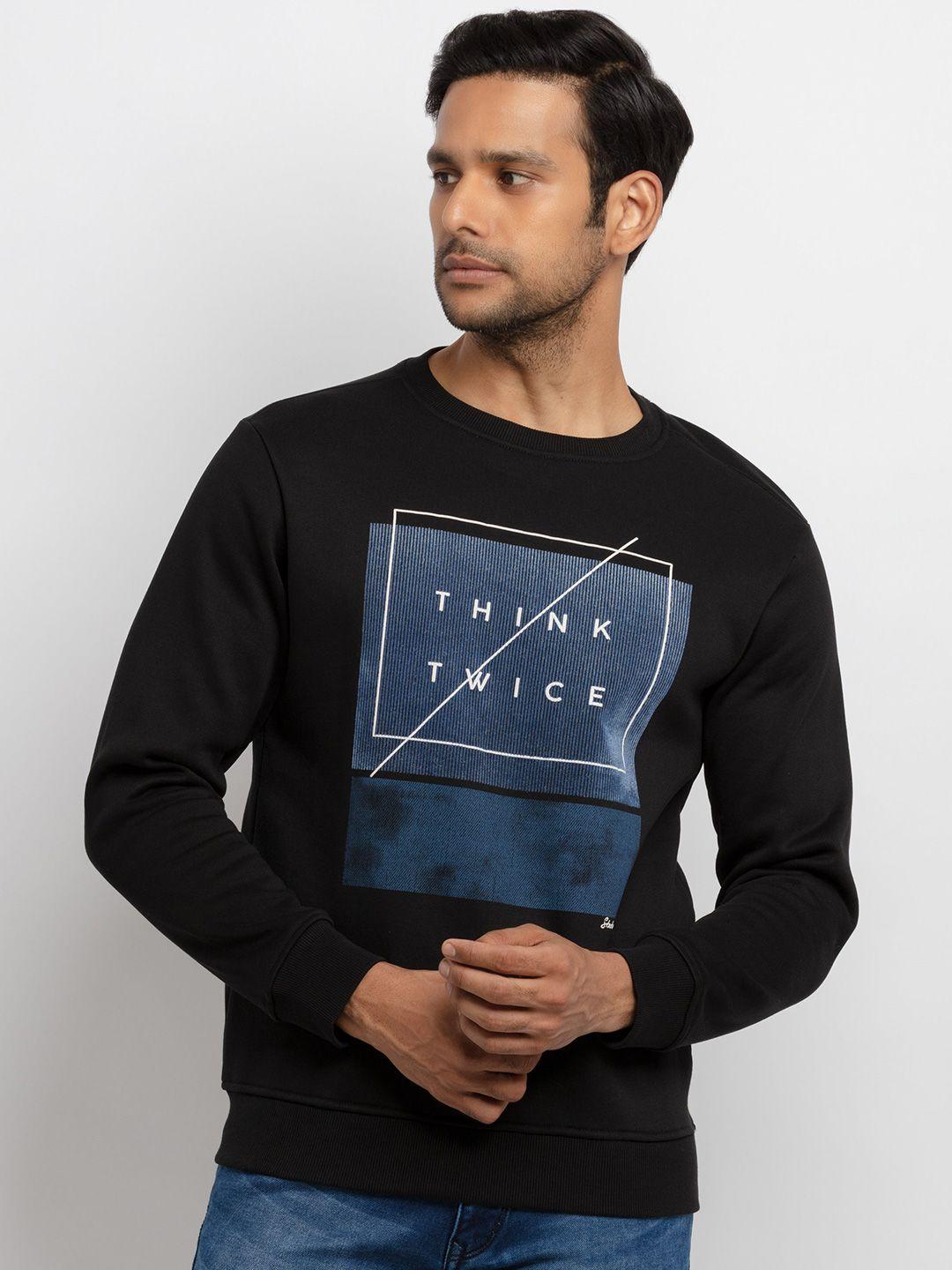 status quo men black printed sweatshirt