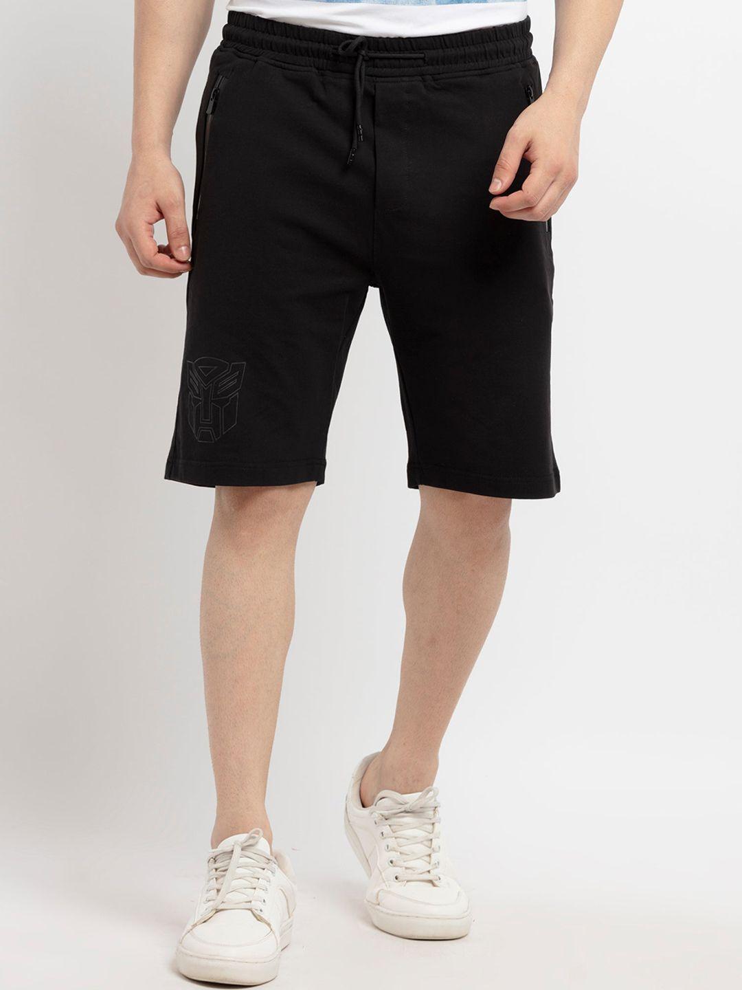 status quo men black solid cotton shorts