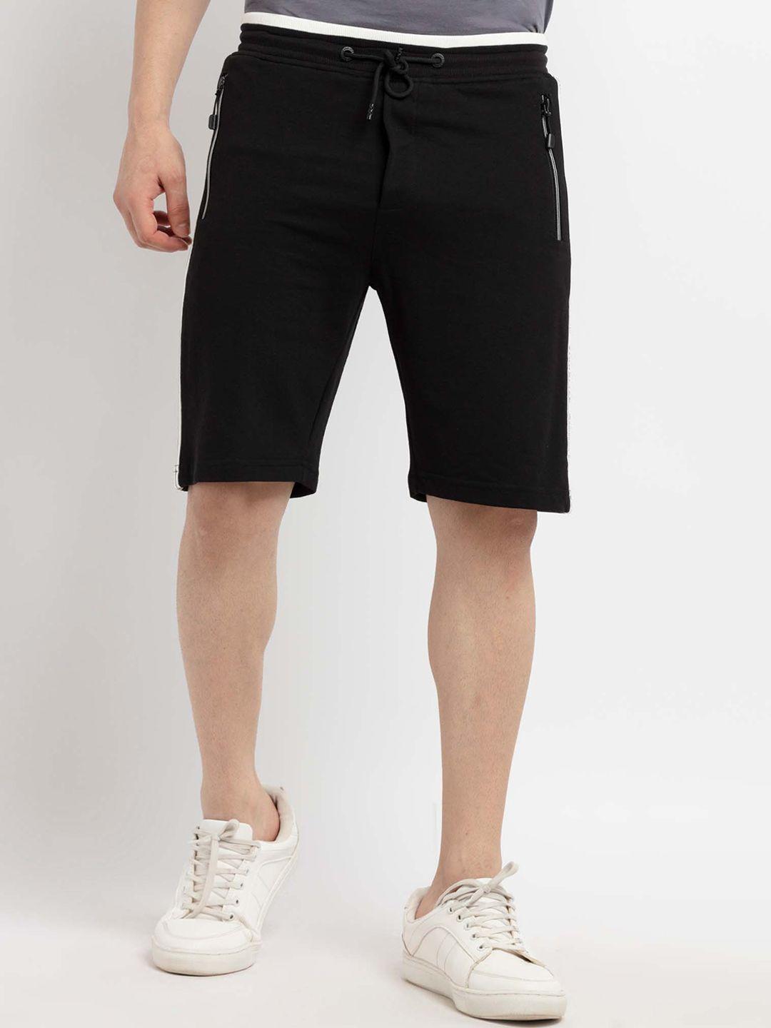 status quo men black solid mid rise regular shorts