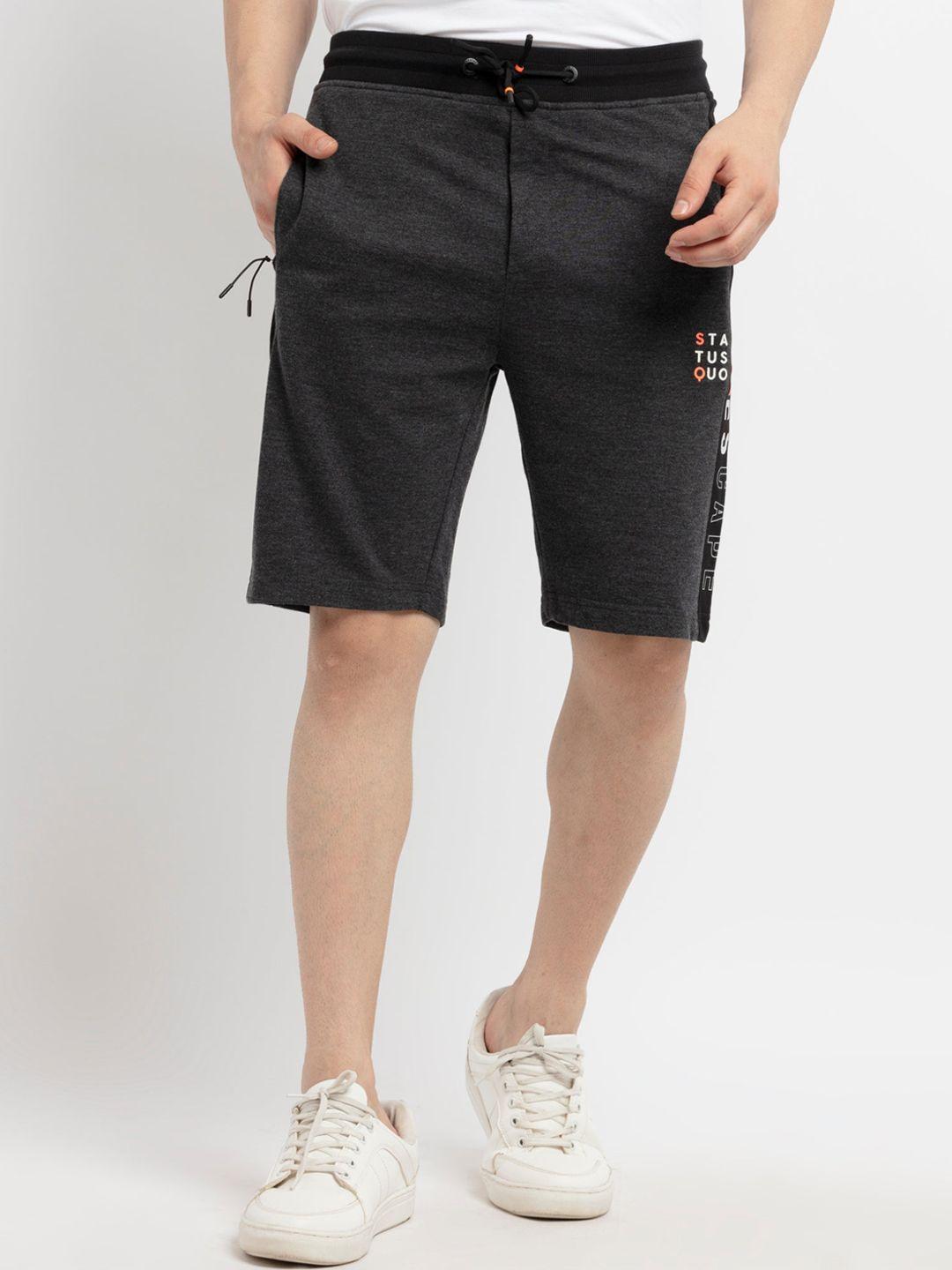 status quo men charcoal solid mid rise regular shorts