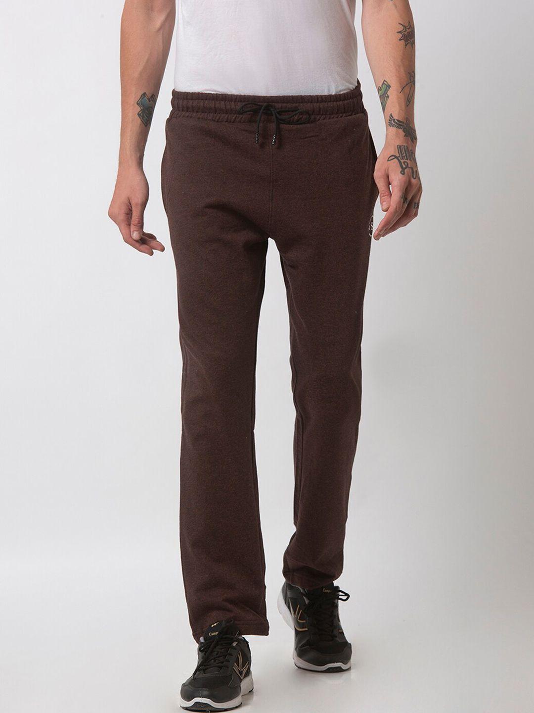 status quo men coffee brown solid track pants