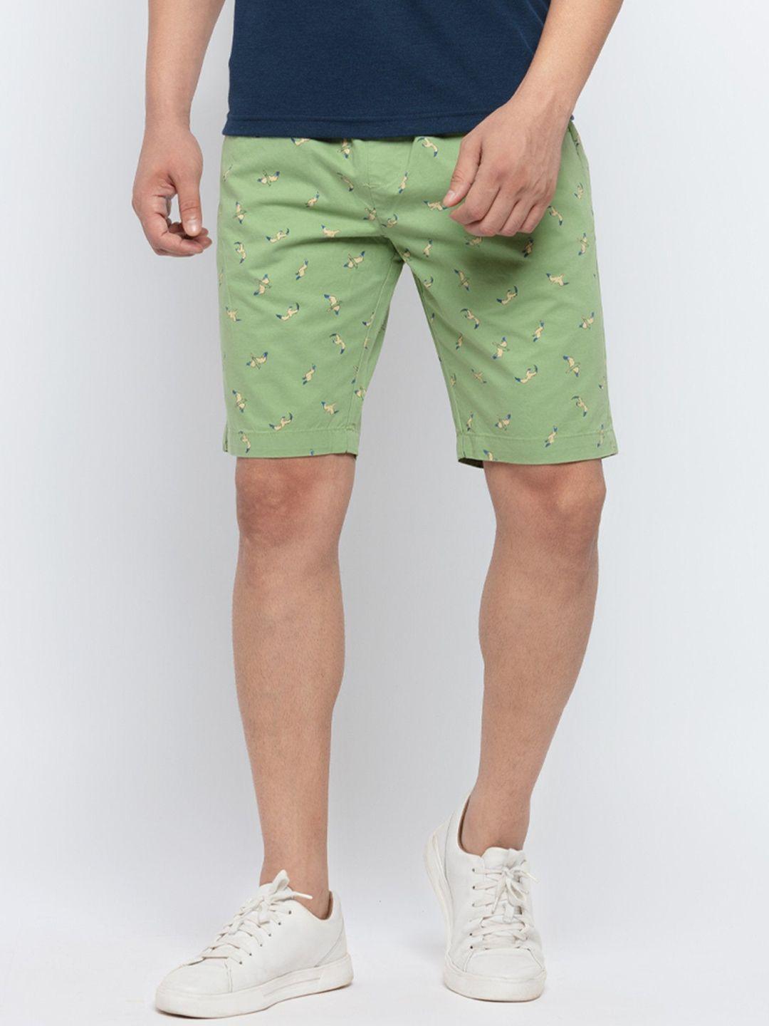 status quo men conversational printed cotton shorts