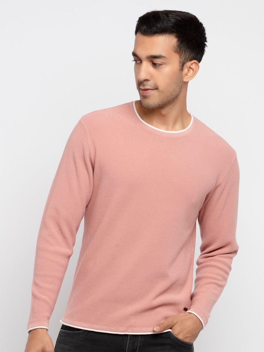 status quo men coral & white pullover