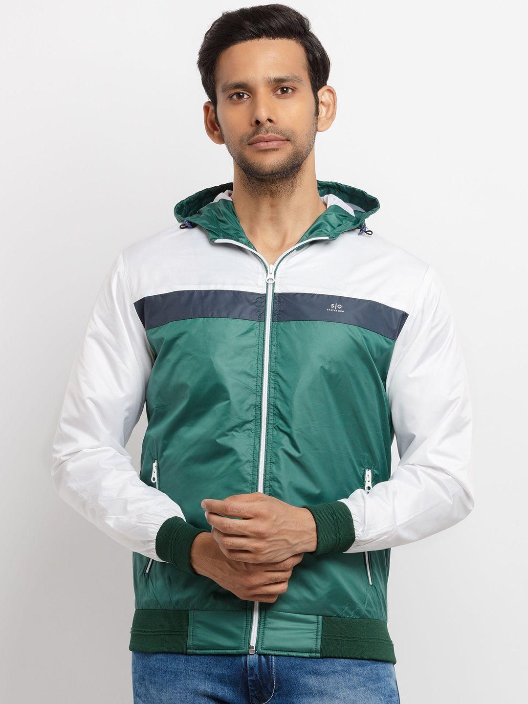 status quo men green & white padded jacket