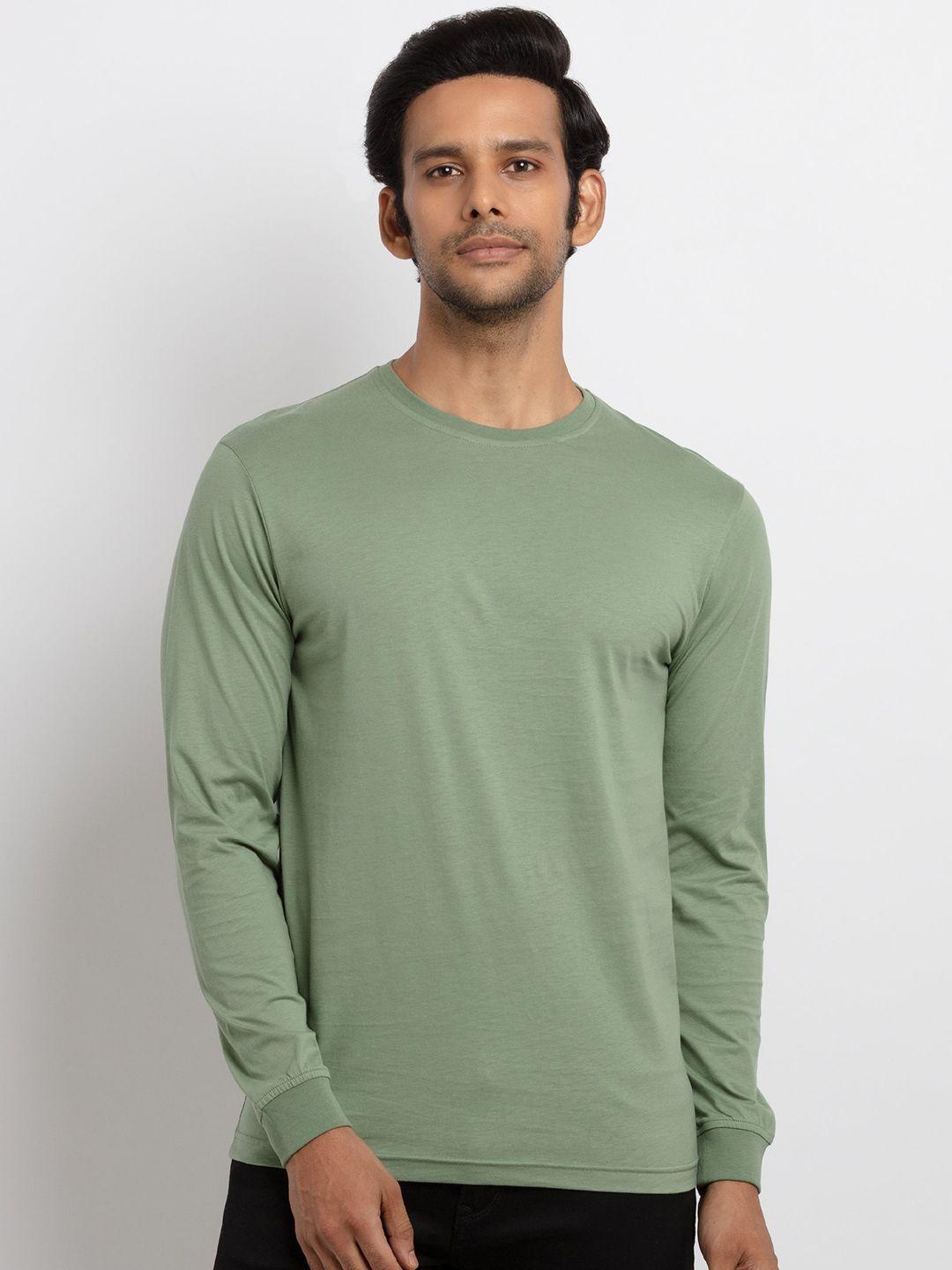 status quo men green raw edge t-shirt