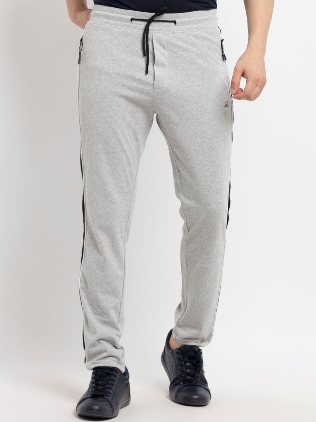 status quo men grey melange solid pure cotton track pants