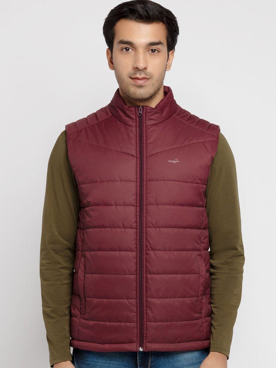 status quo men maroon padded jacket