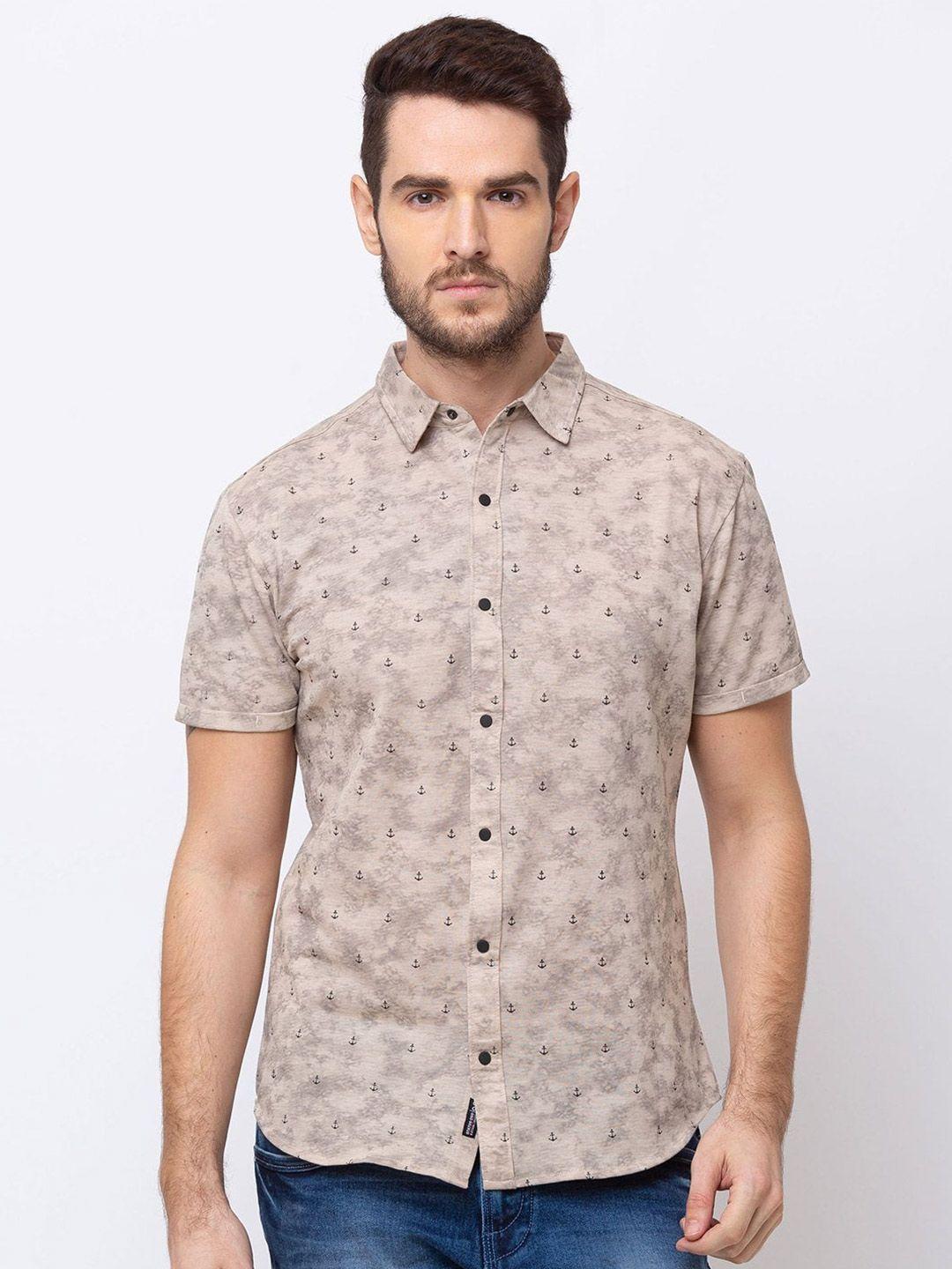 status quo men micro ditsy printed casual cotton shirt