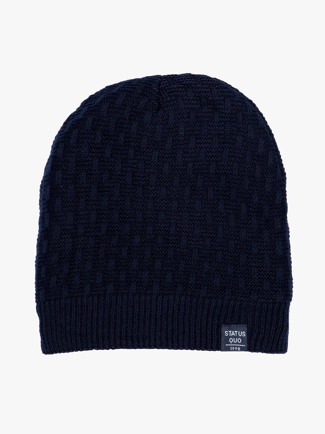 status quo men navy blue beanie