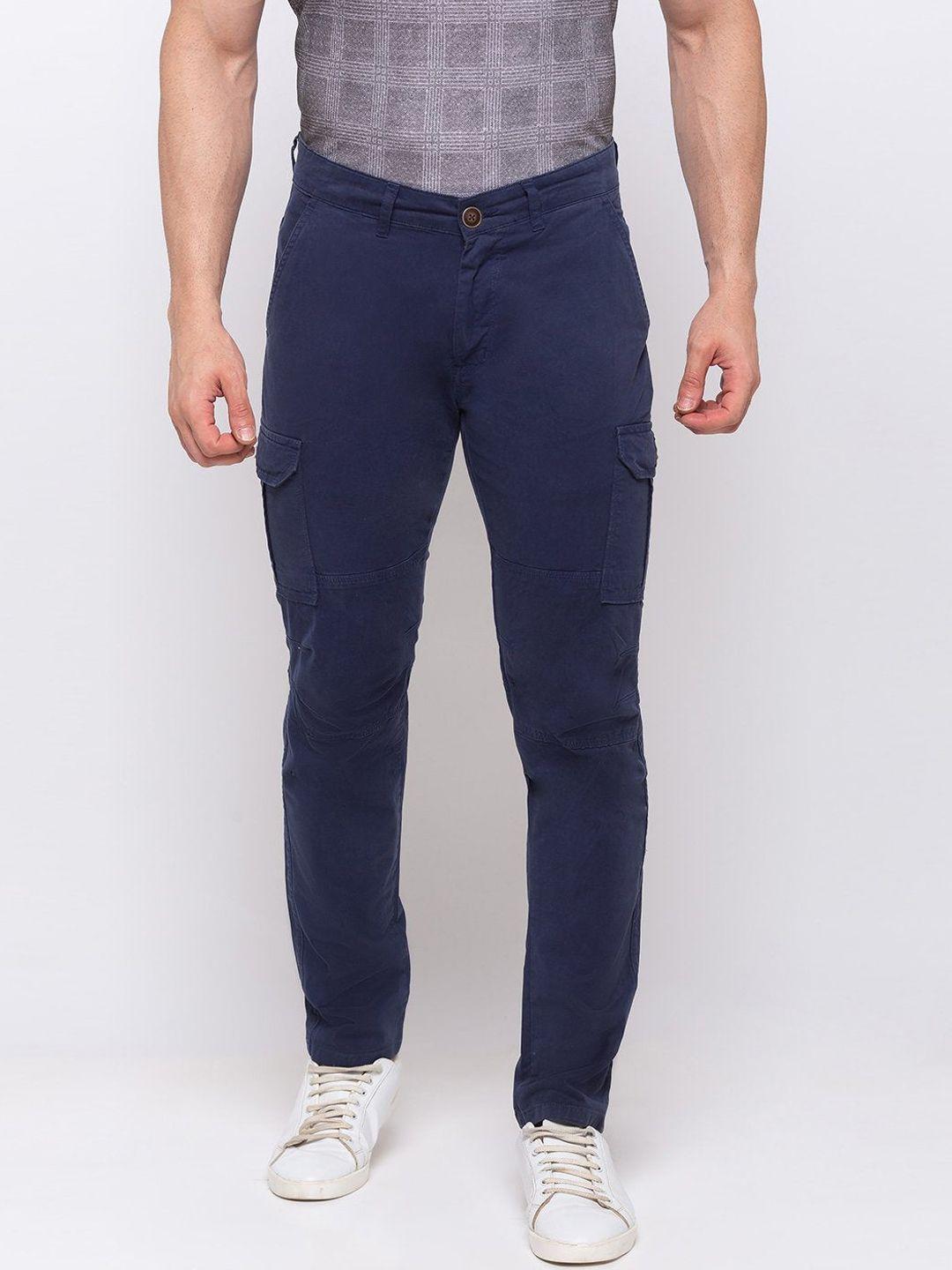 status quo men navy blue classic cargos trousers