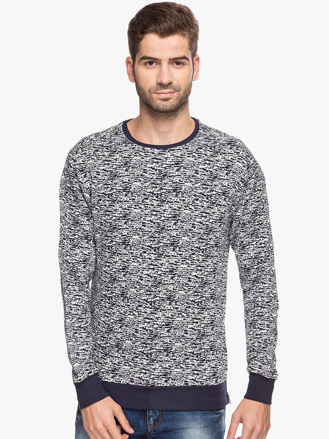 status quo men navy blue printed sweatshirt