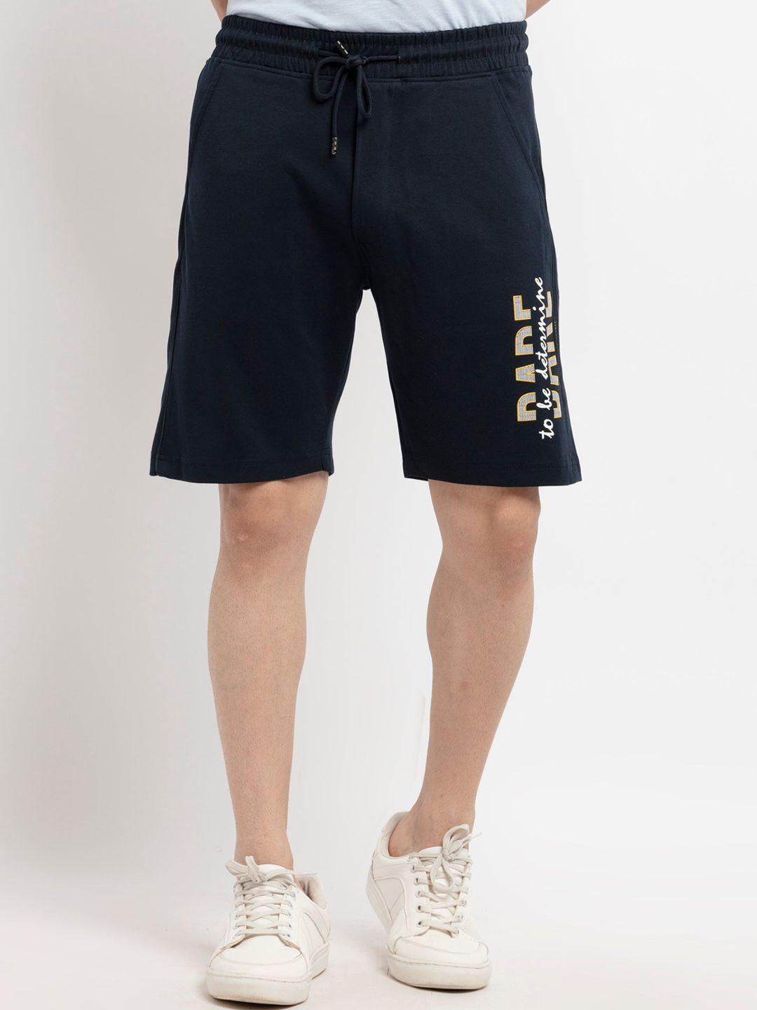 status quo men navy blue regular shorts