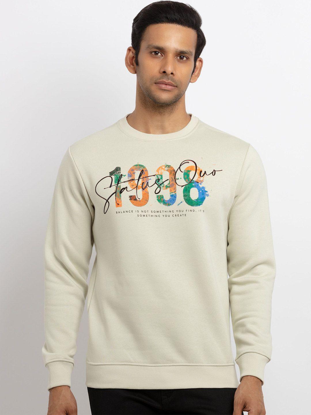 status quo men off white printed sweatshirt