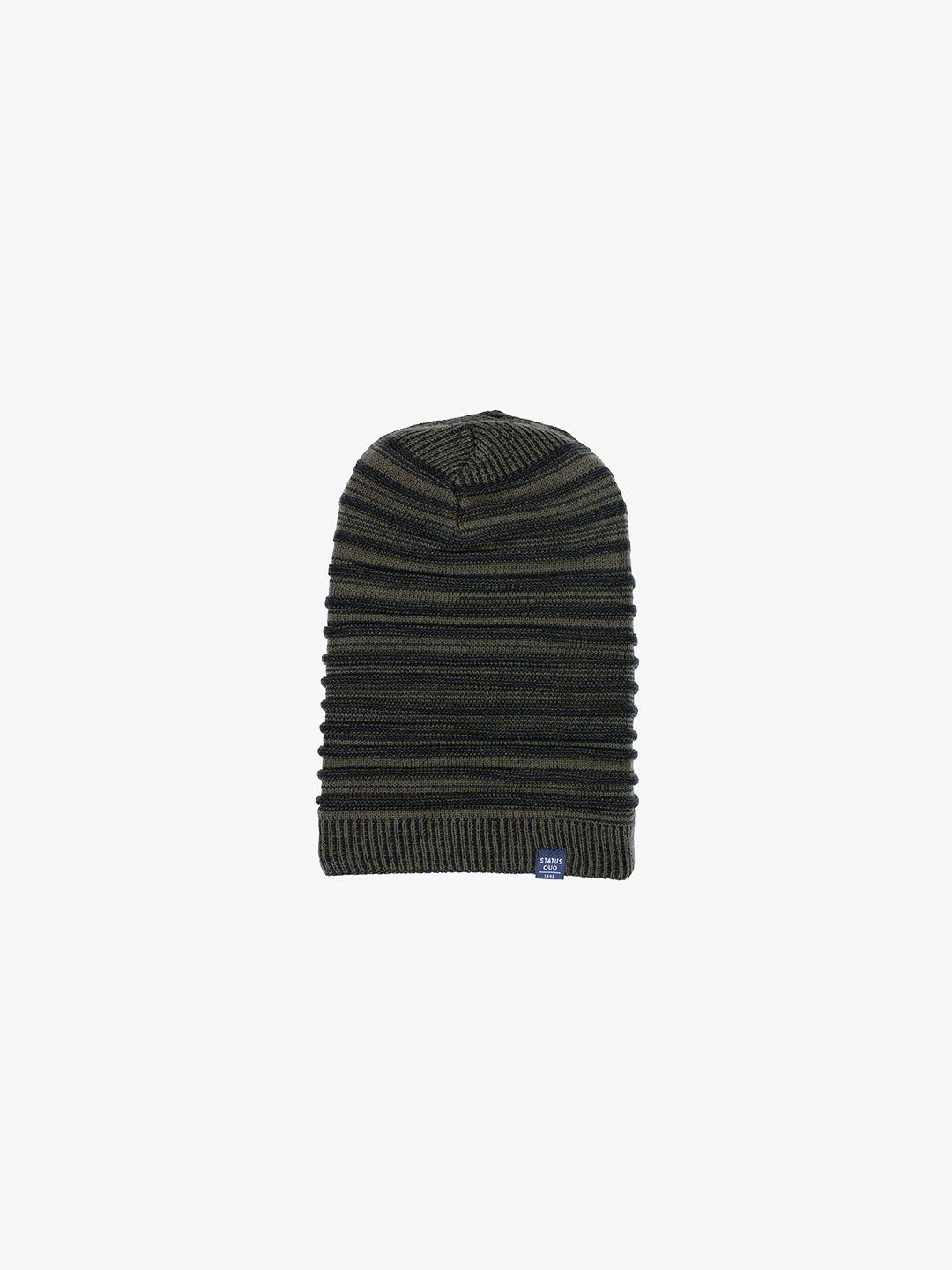 status quo men olive green knitted beanie