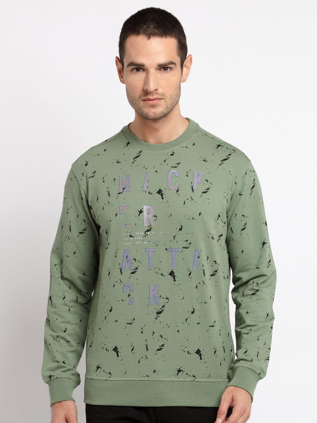 status quo men olive green printed sweatshirt