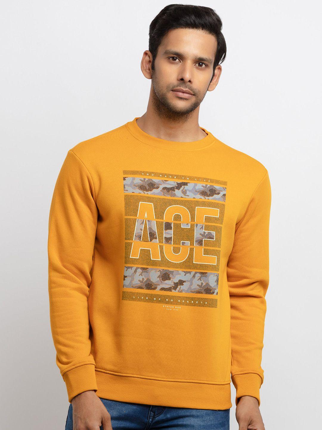 status quo men plus size graphic printed cotton sweatshirt