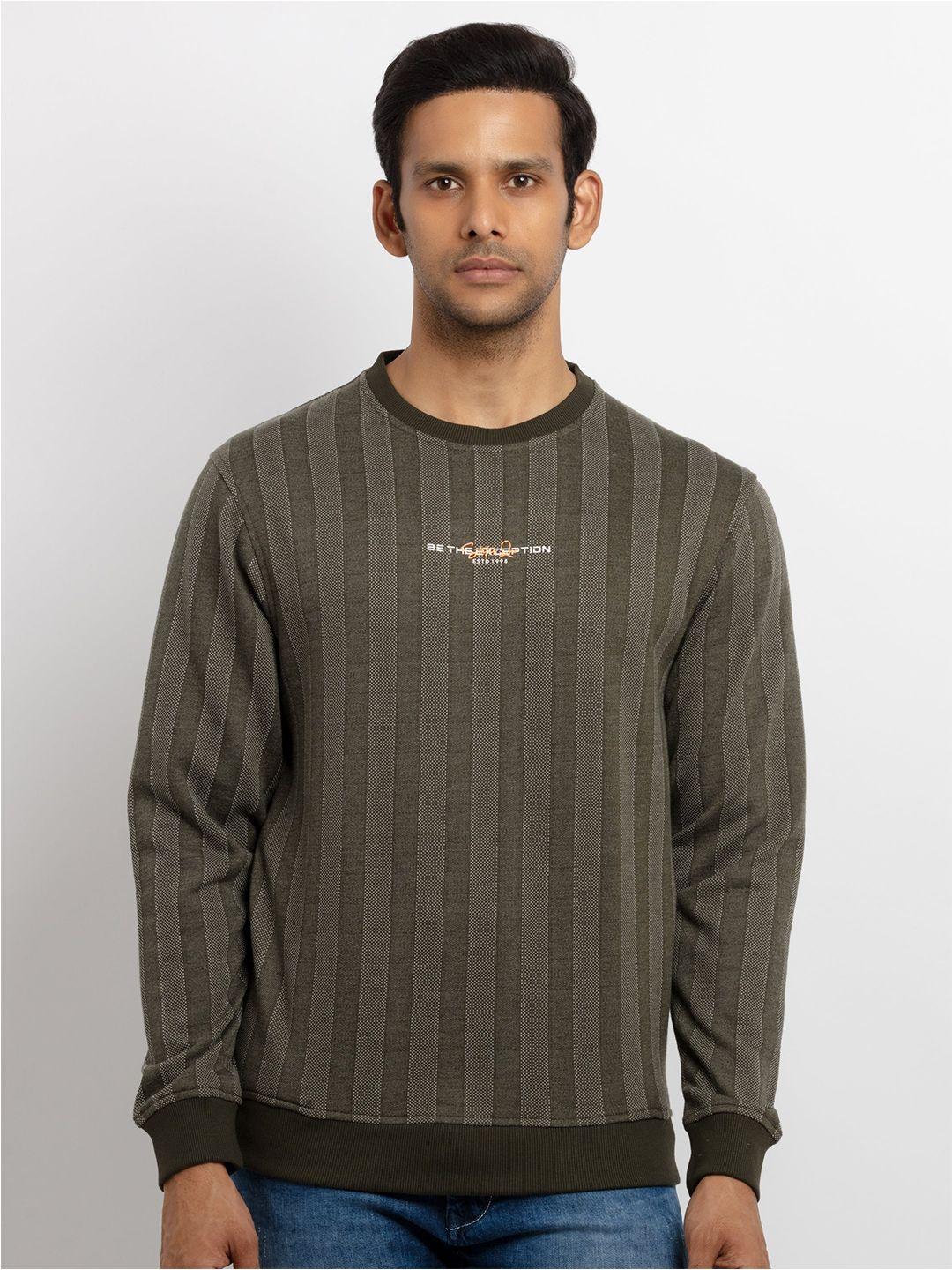 status quo men plus size striped cotton sweatshirt