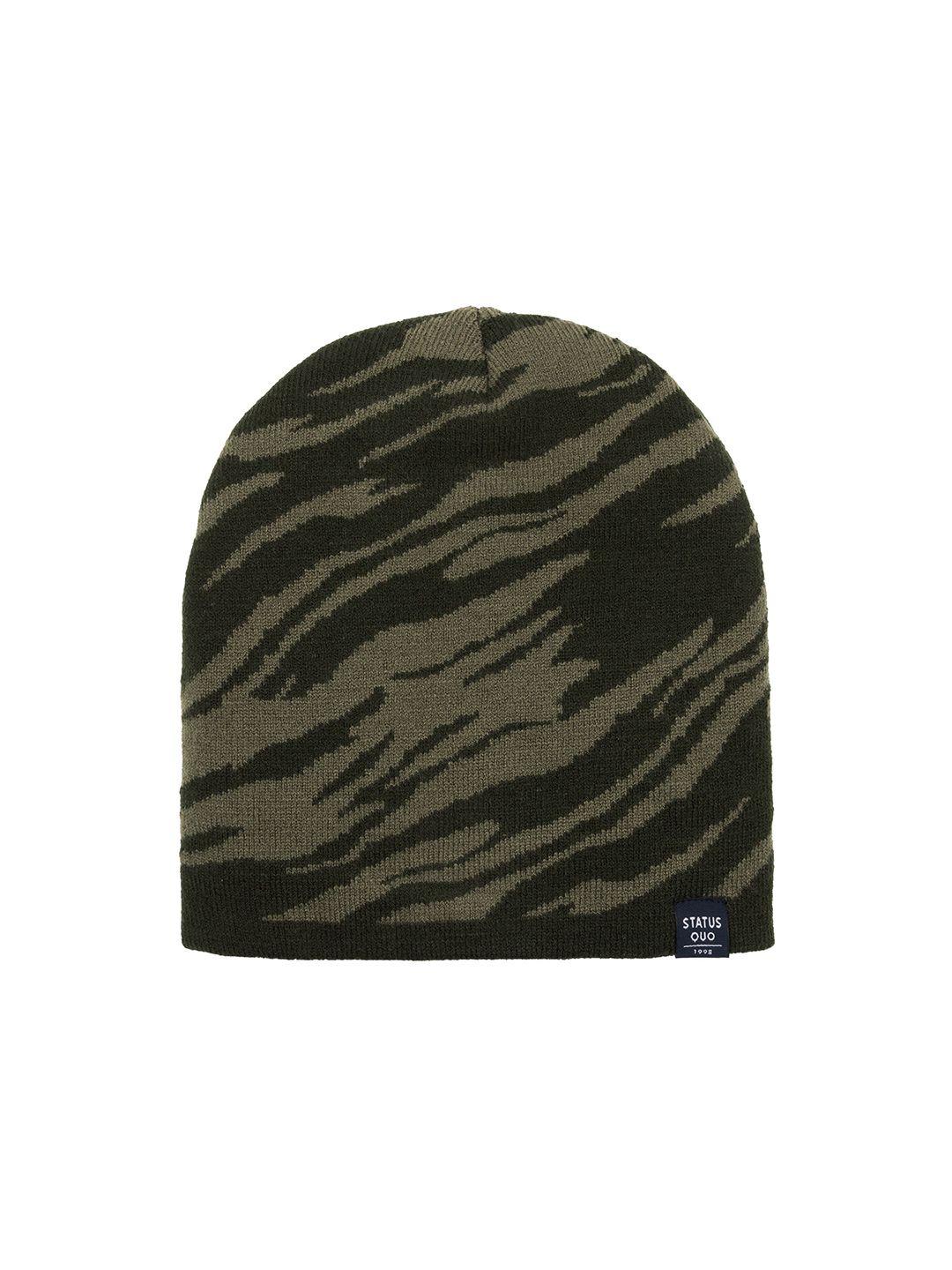 status quo men printed acrylic beanie