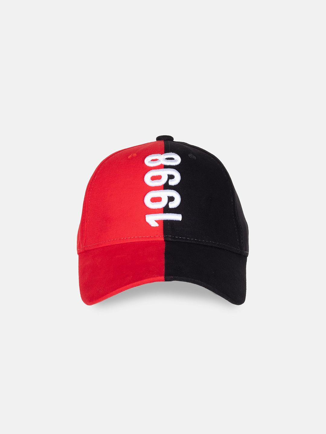 status quo men red & black embroidered baseball cap