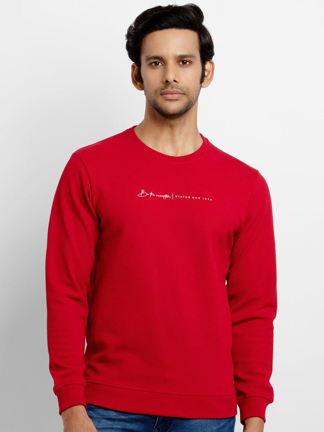 status quo men red typography t-shirt