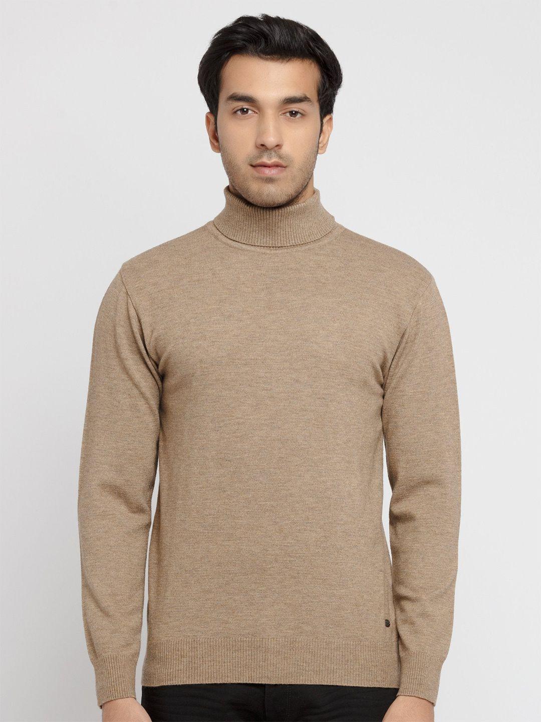 status quo men ribbed hemline turtle neck pullover acrylic sweater