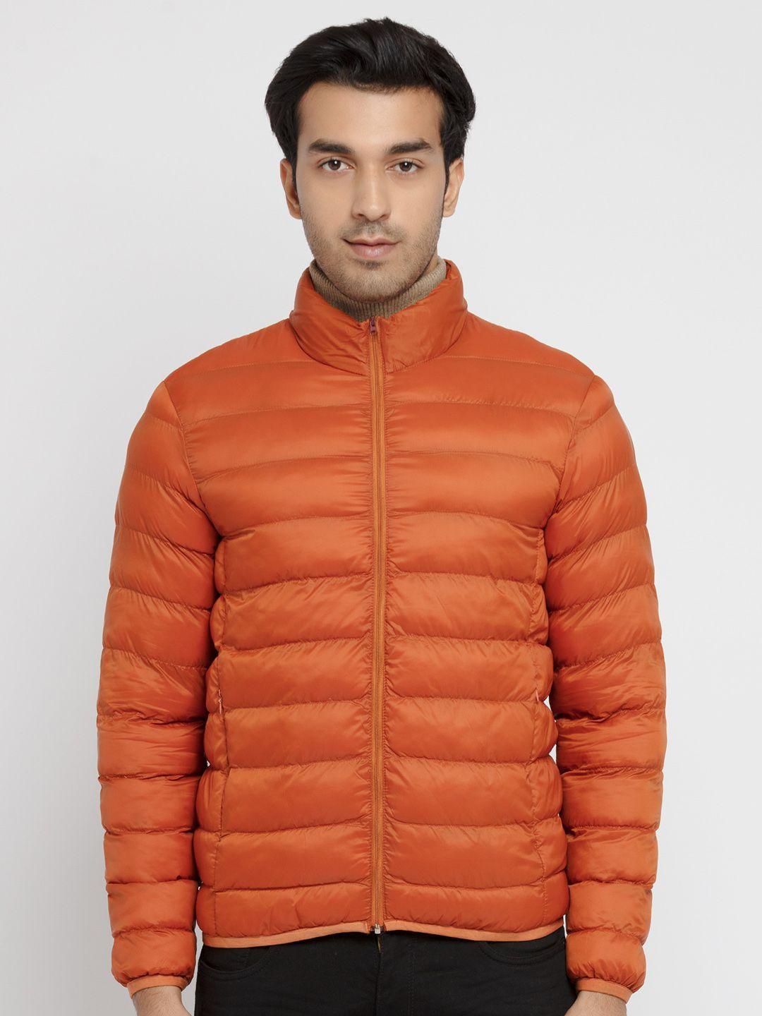 status quo men rust striped puffer jacket