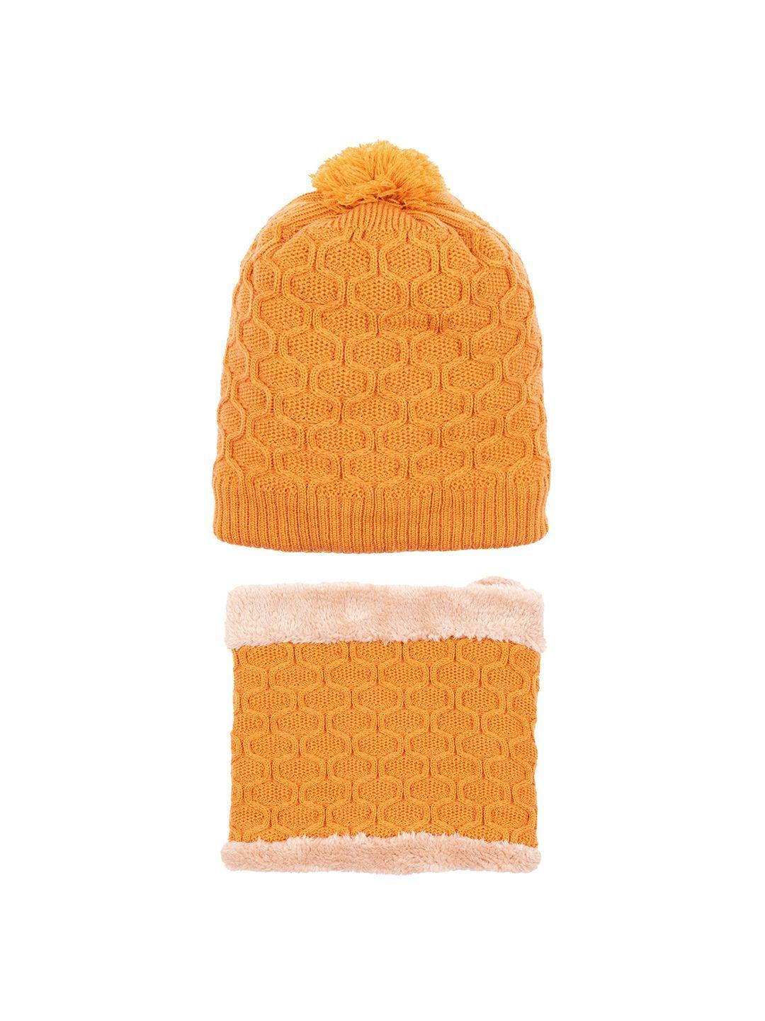 status quo men self design acrylic beanie with muffler set