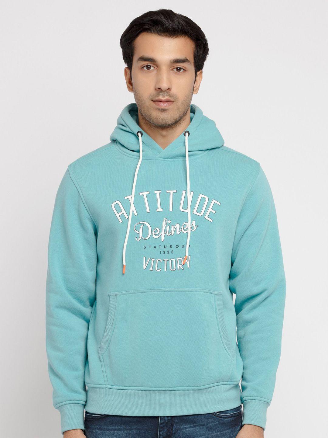 status quo men turquoise blue & white printed sweatshirt