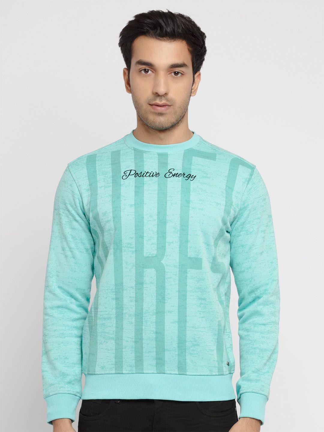 status quo men turquoise blue printed sweatshirt