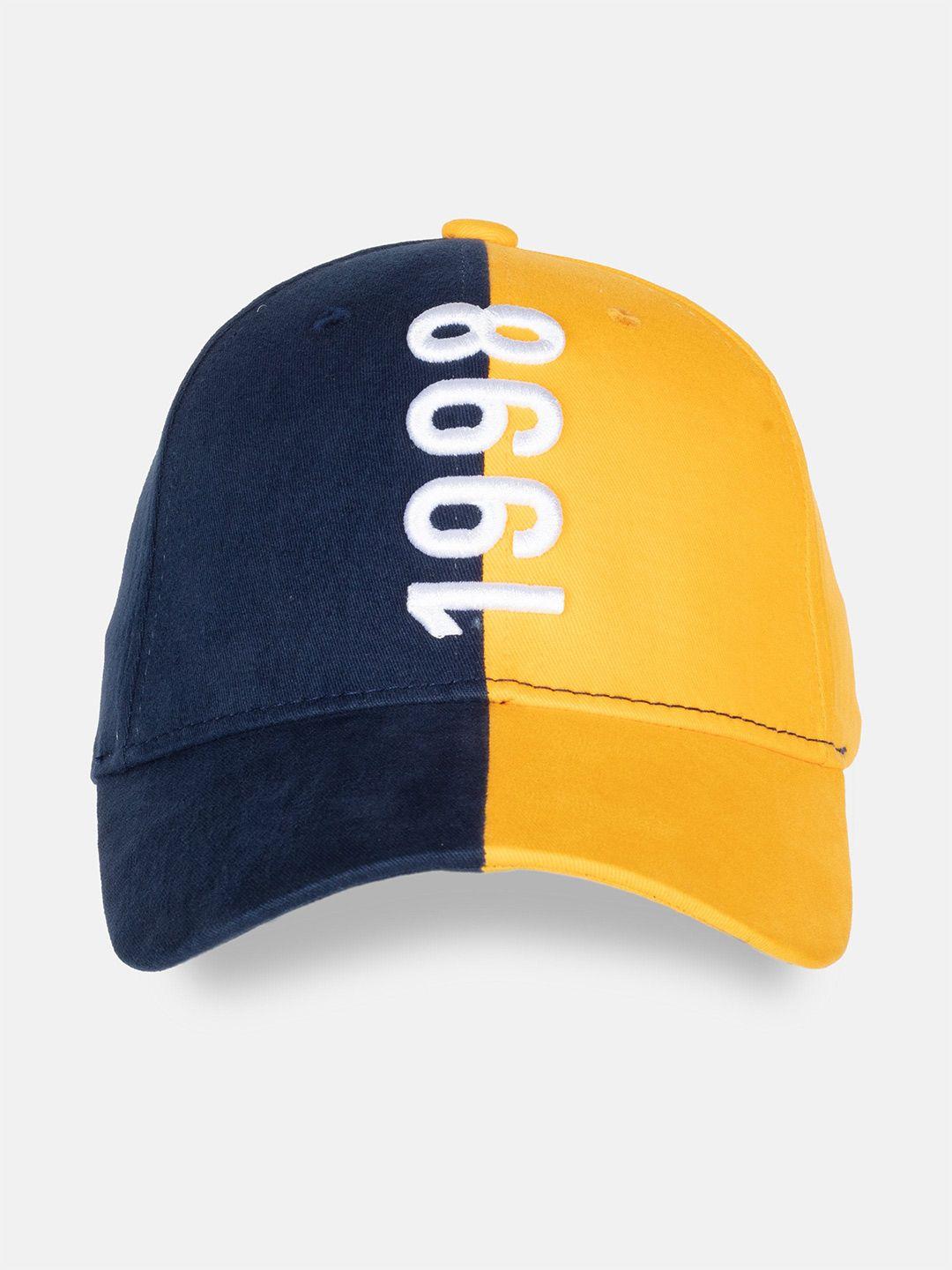 status quo men yellow & navy blue colourblocked visor cap