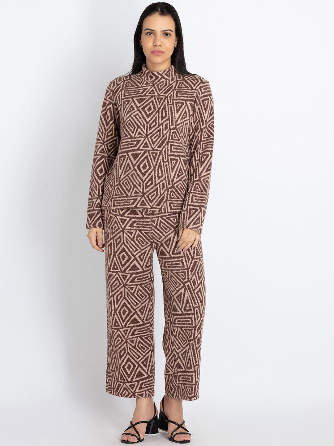 status quo printed knitted top & trousers