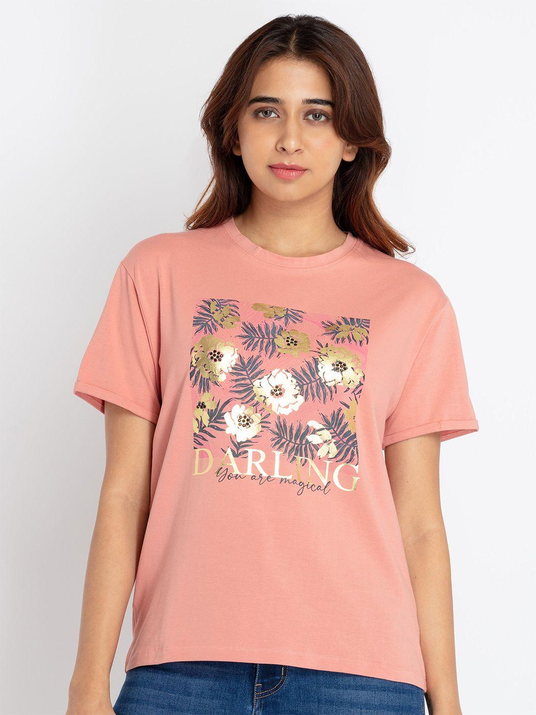 status quo round neck floral printed t-shirt