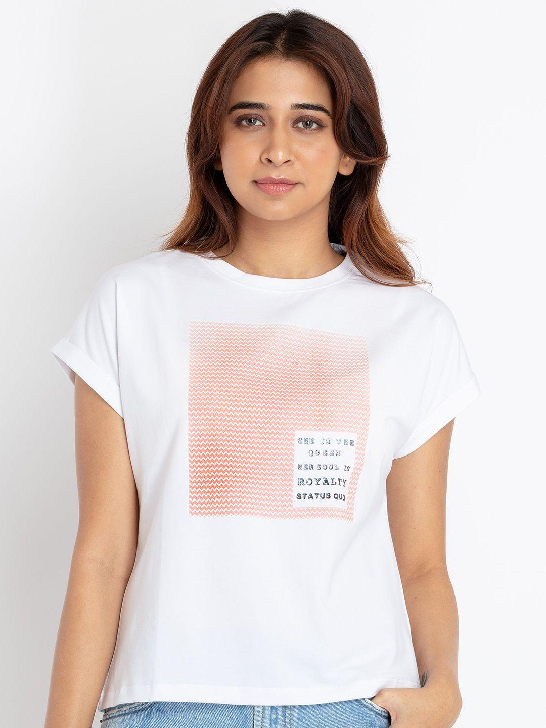 status quo typography cap sleeve cotton t-shirt