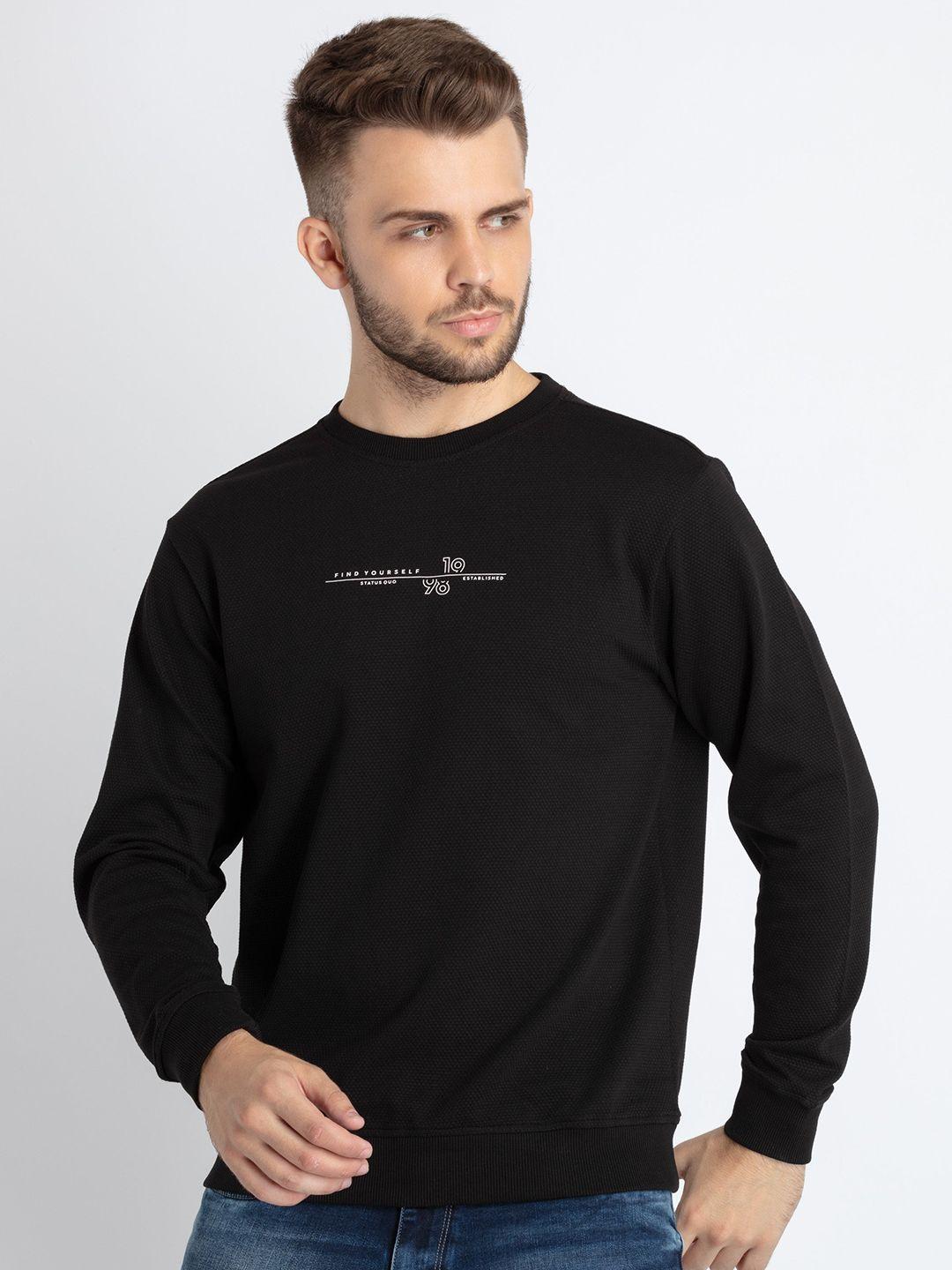 status quo typography printed cotton pullover