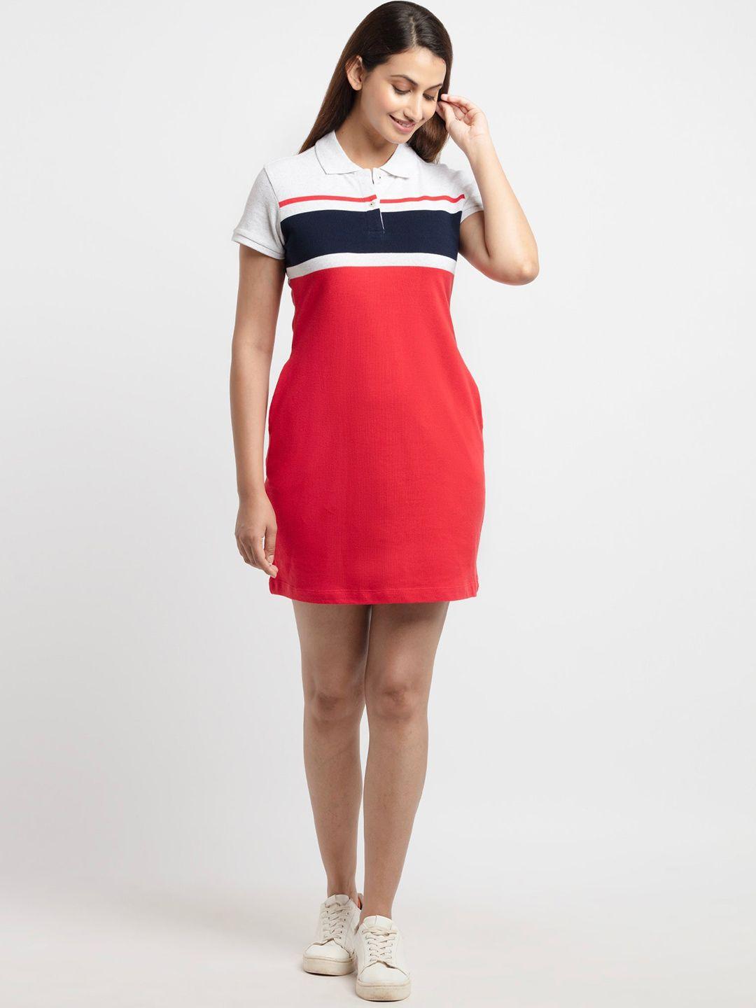 status quo white and red colourblocked t-shirt dress