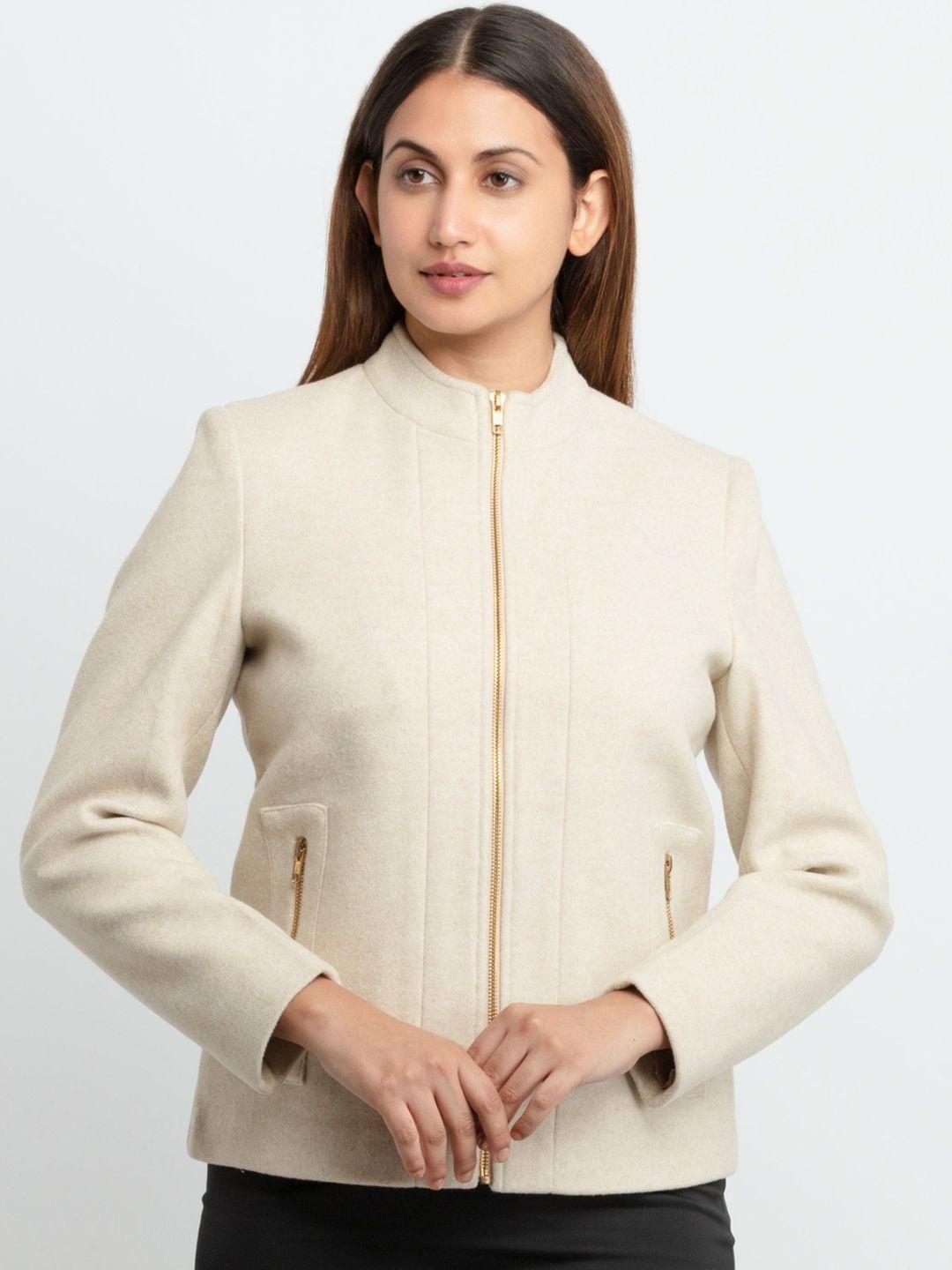 status quo women beige tailored jacket