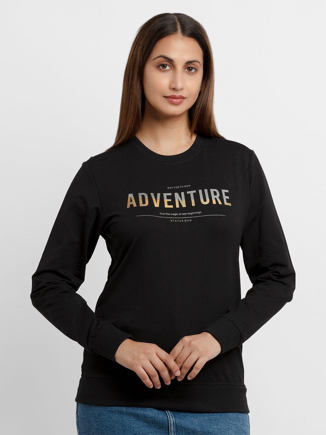 status quo women black printed sweatshirt