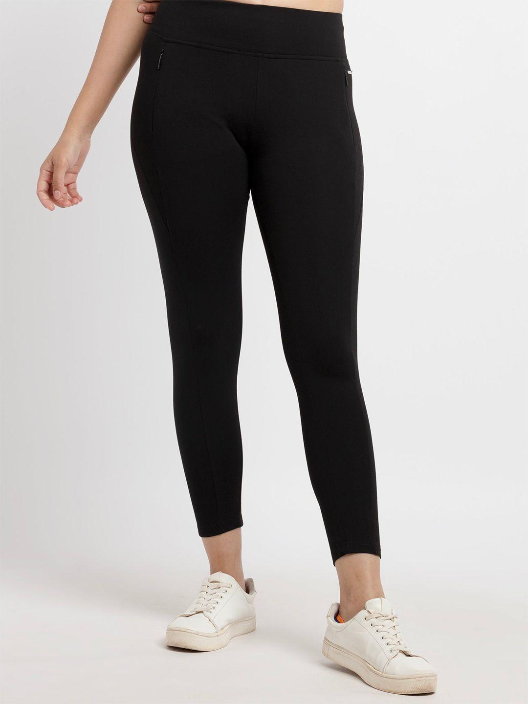 status quo women black solid high rise jeggings