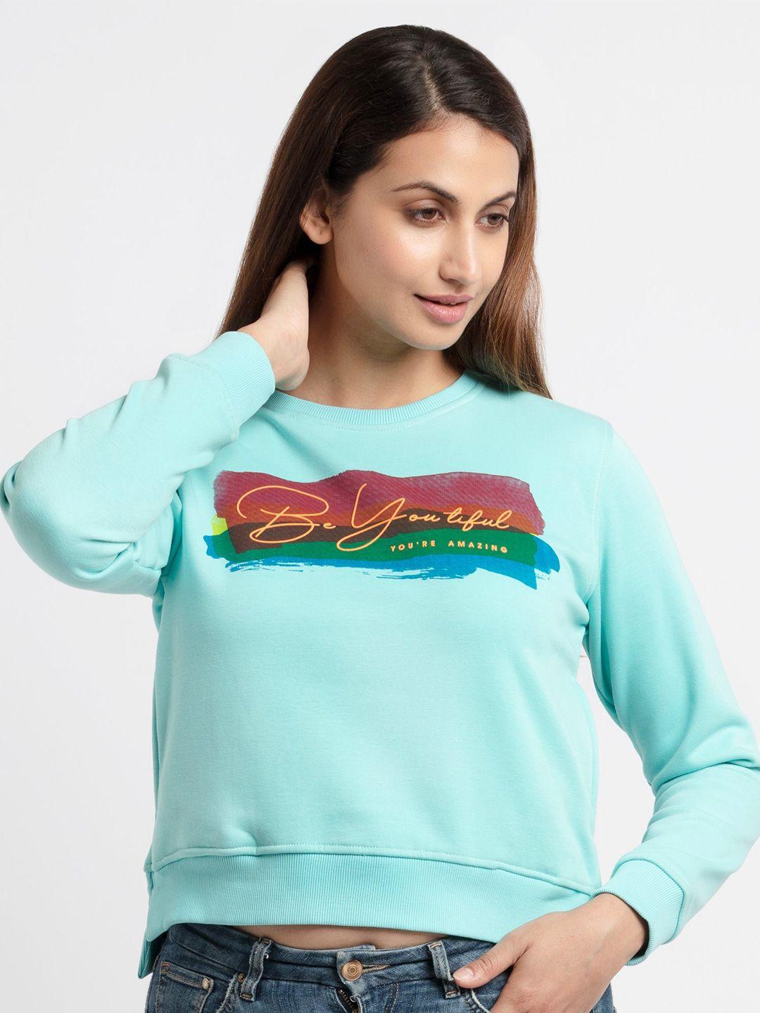 status quo women blue printed sweatshirt