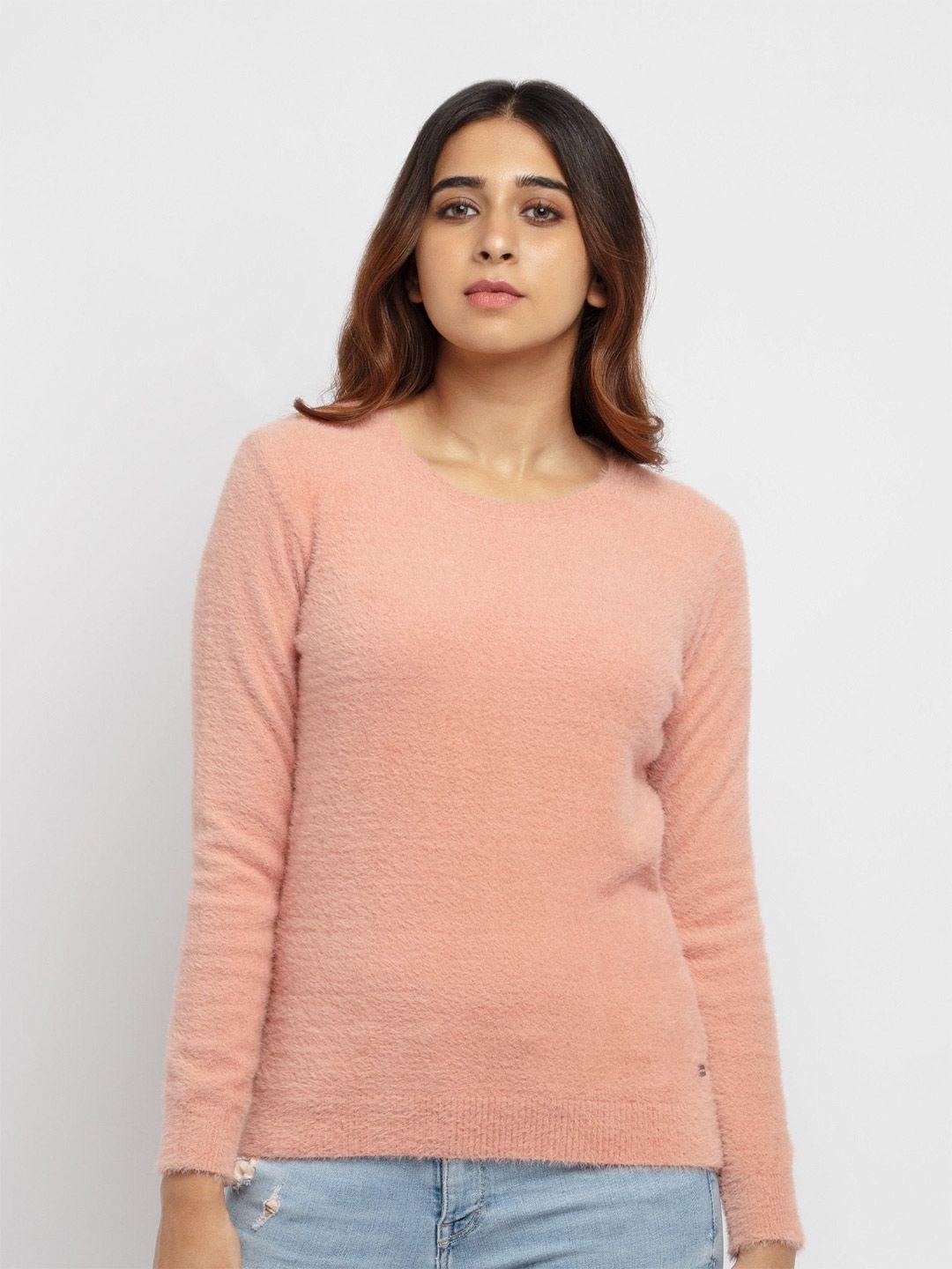 status quo women coral solid pullover