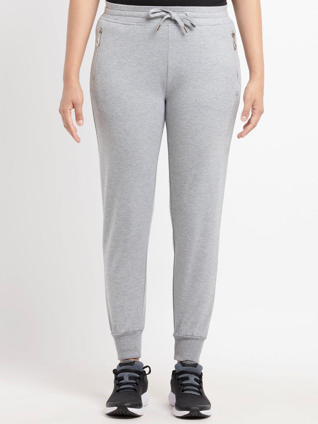 status quo women grey melange solid cotton joggers