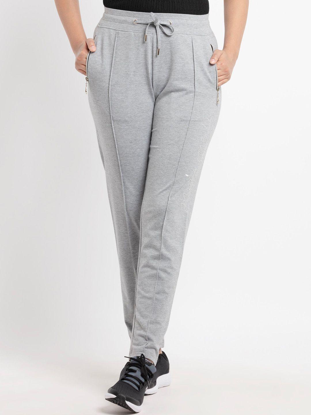 status quo women grey melange solid track pant