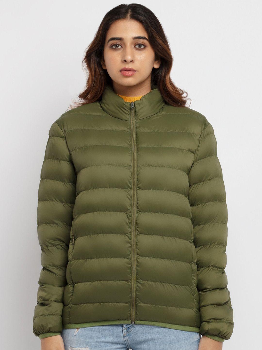 status quo women olive green padded lightweight jacket