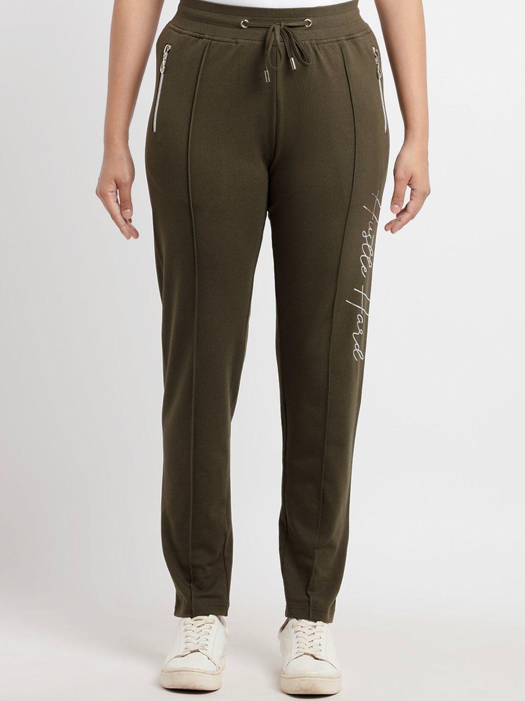 status quo women olive solid track pant