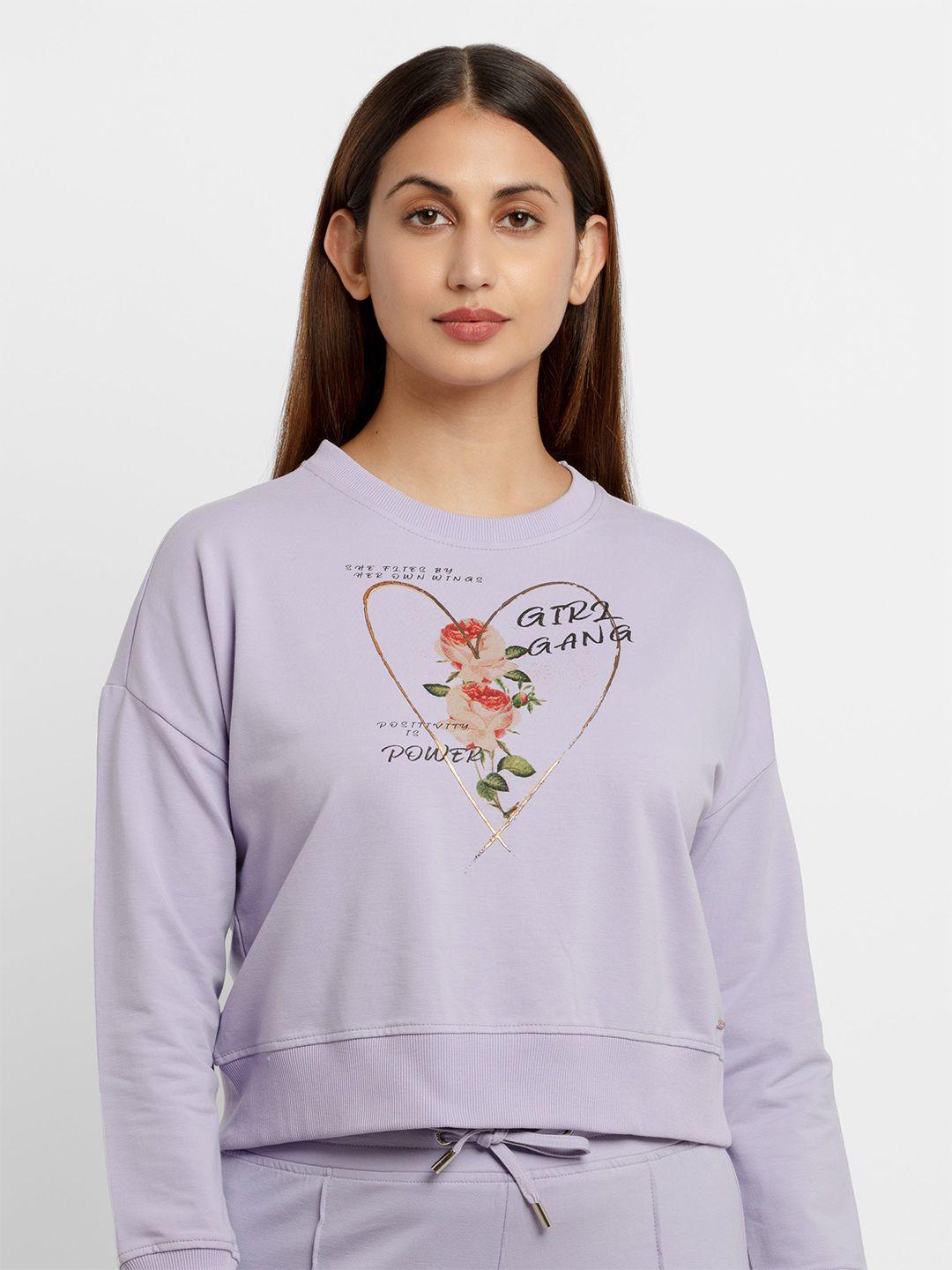 status quo women purple printed sweatshirt