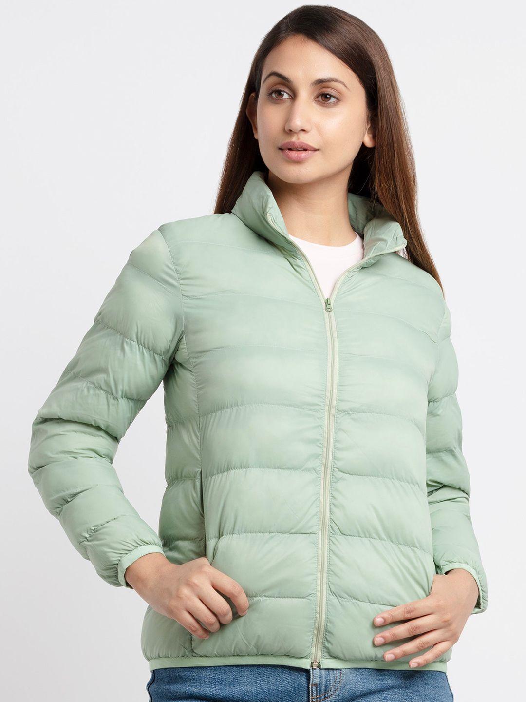 status quo women sea green puffer jacket