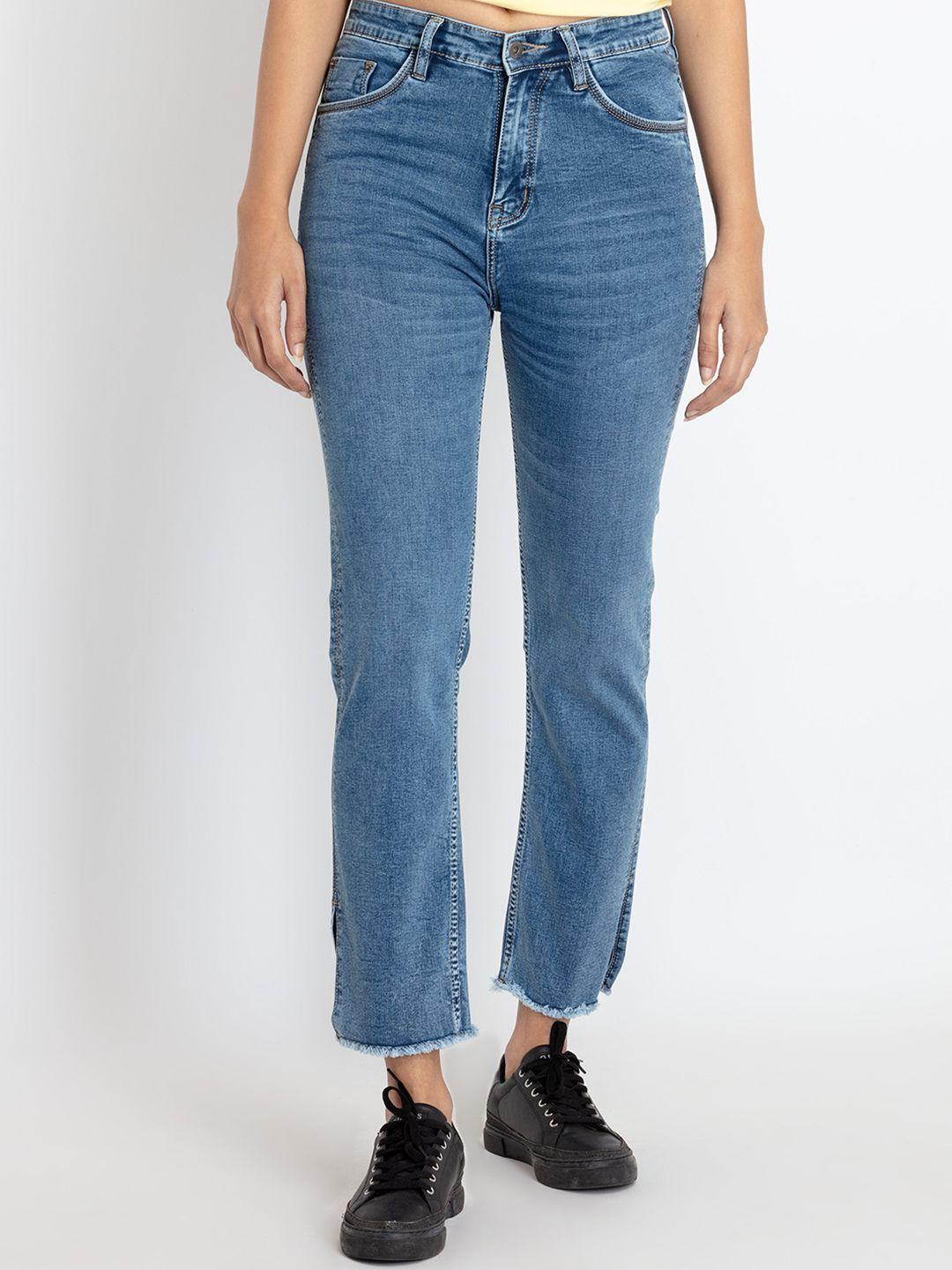 status quo women straight fit light fade cotton jeans